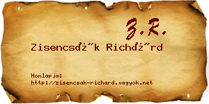 Zisencsák Richárd névjegykártya